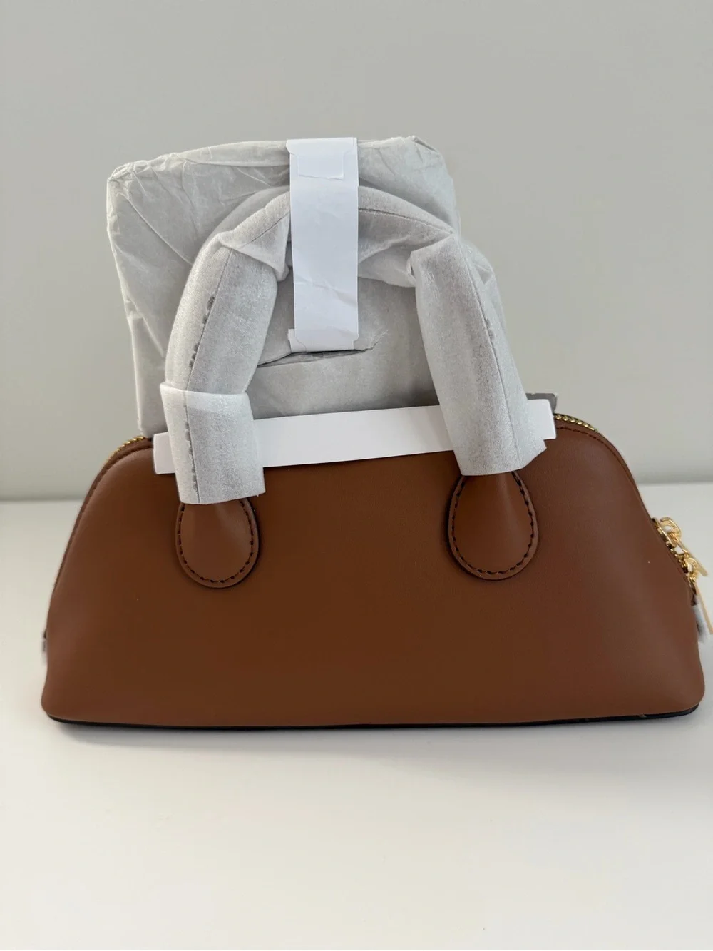 Michael Kors Brown Floral Applique Dome Satchel